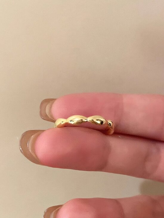 Jewelry - 18K Gold Plated Wave Ring Minimalist Stacking Ring Dainty Gold Band